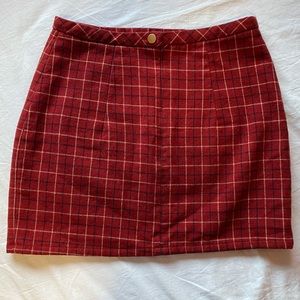 Red Plaid Mini Skirt